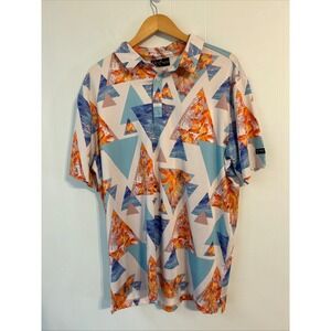 Yatta Golf XL Polo Shirt Geometric Triangle Print Fall Leaves Orange Blue water